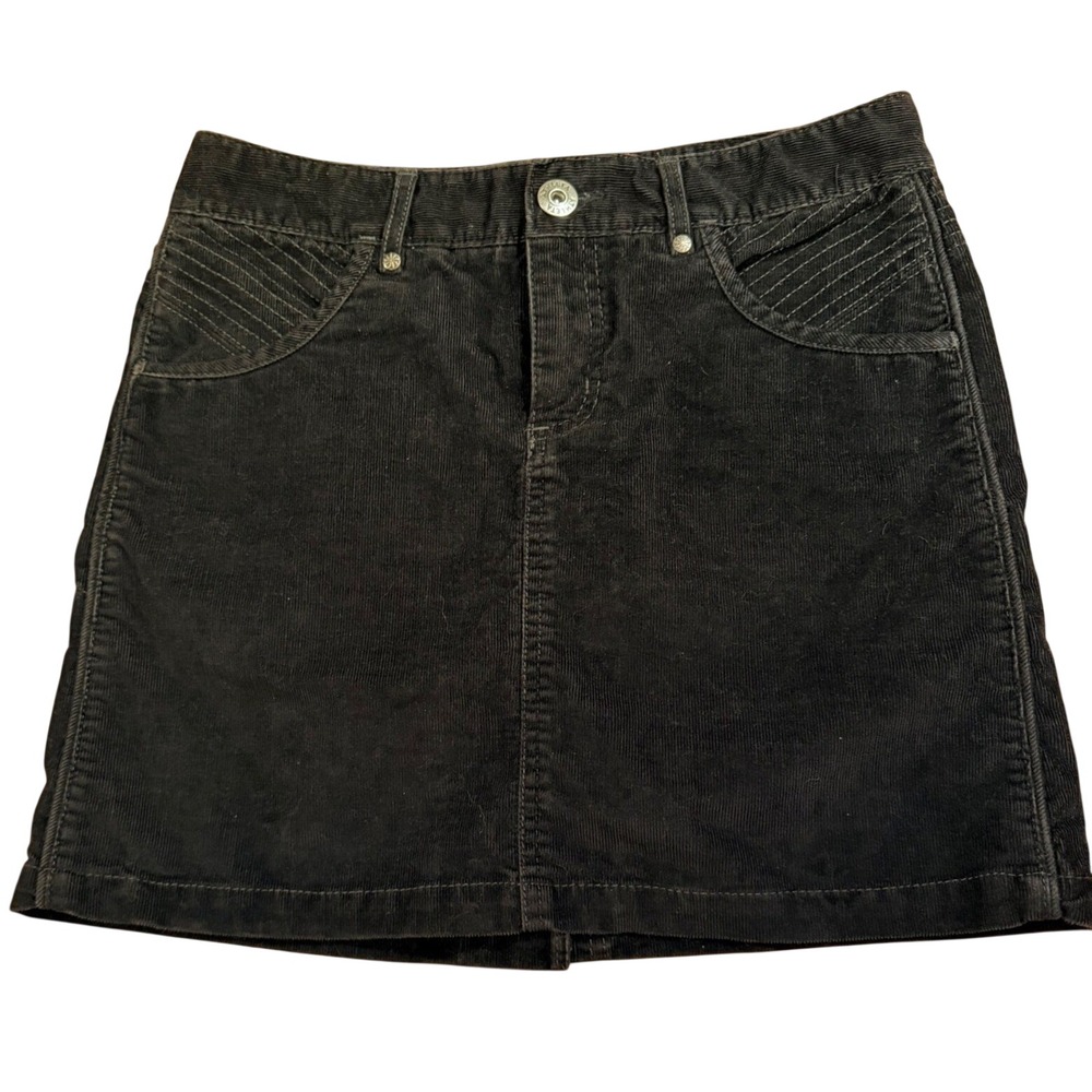 Athleta Womens Corduroy Mini Skirt 4 Black Pockets Stretch Gorpcore